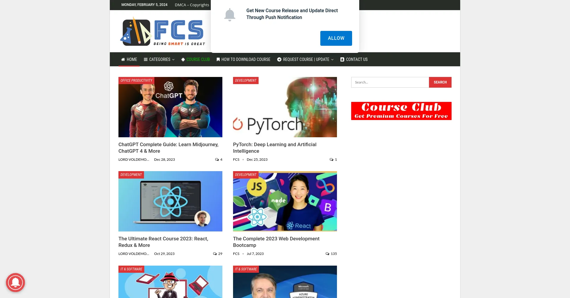 Website screenshot of Freecoursesite.com