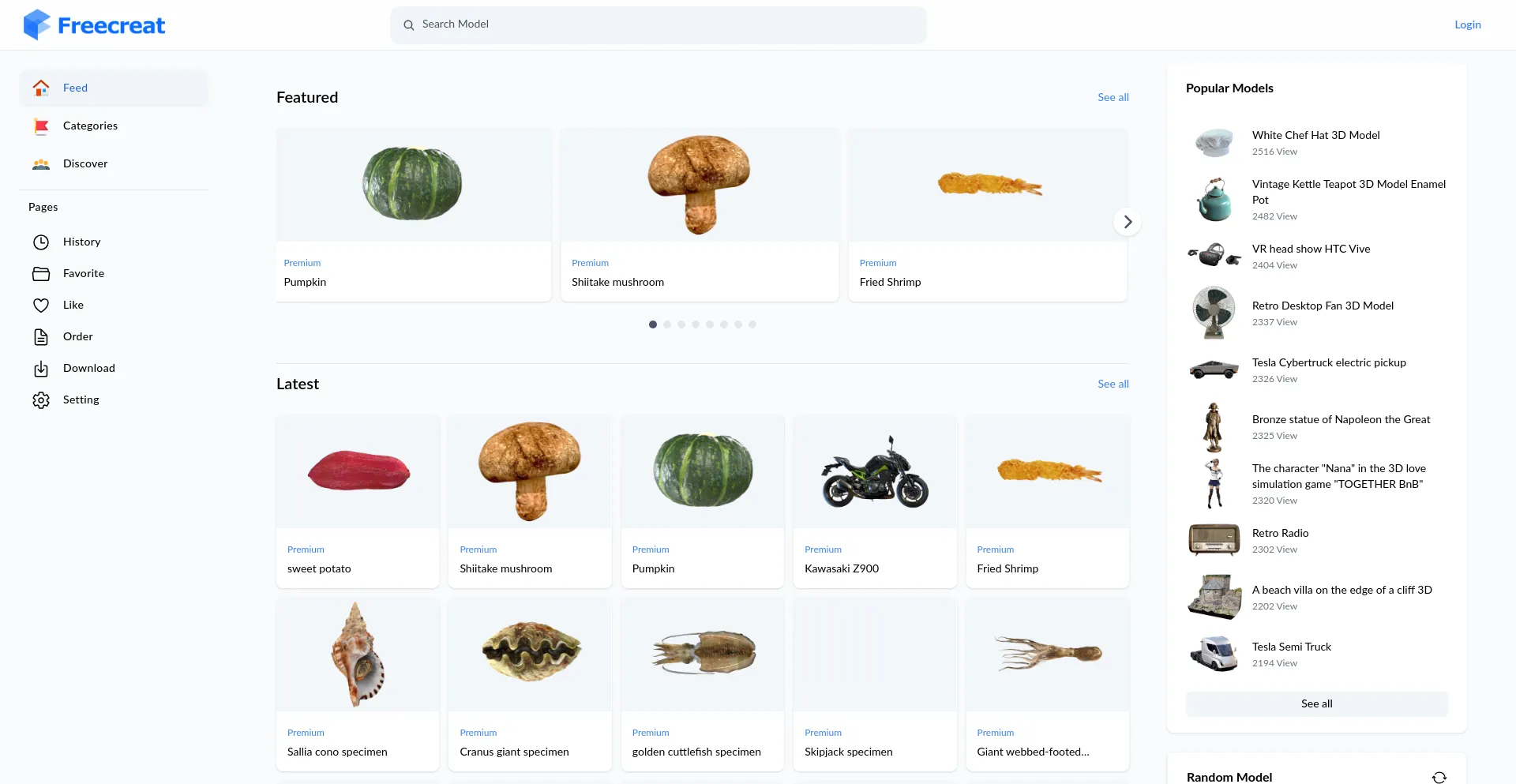 Website screenshot of Freecreat.com