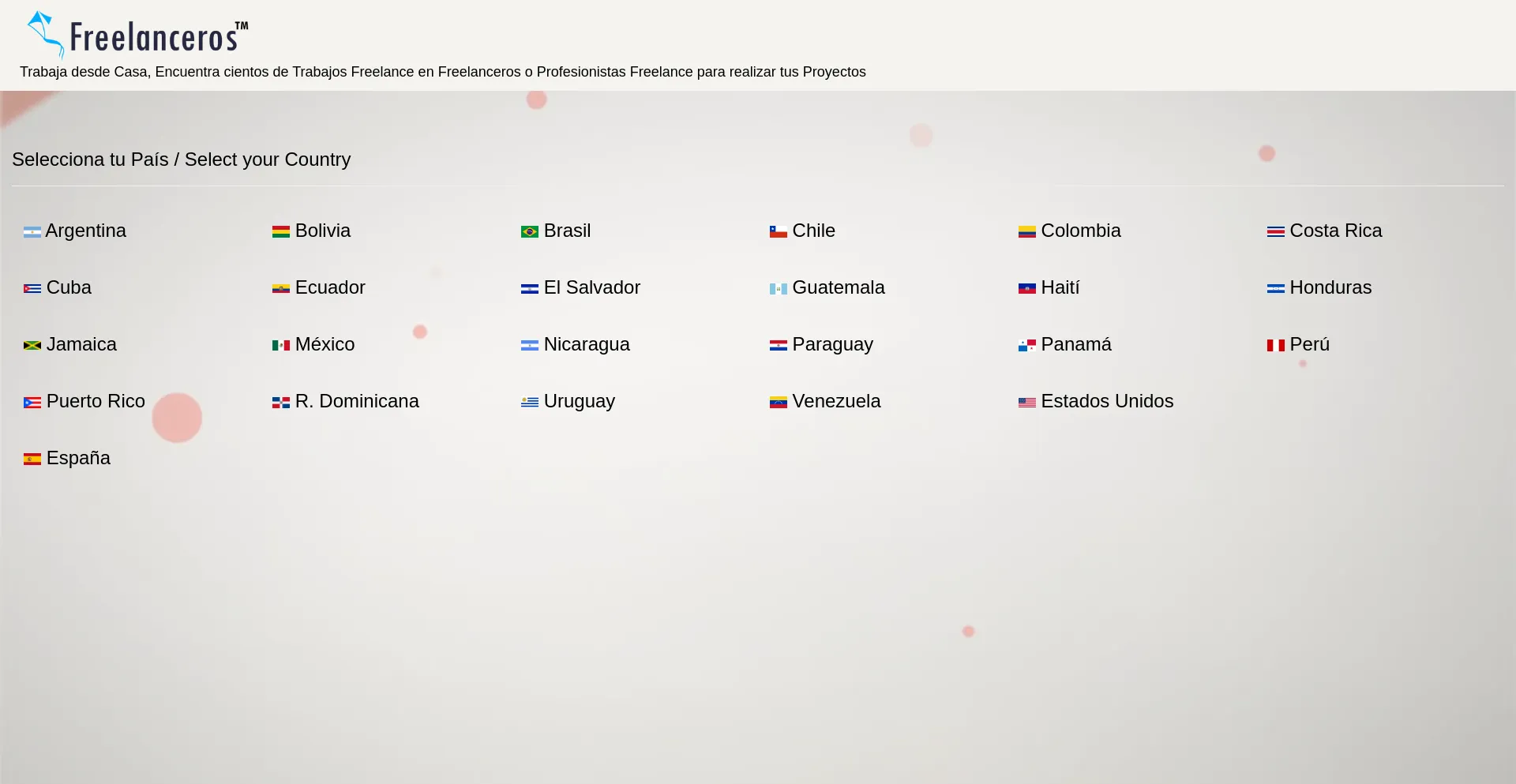 Website screenshot of Freelanceros.work
