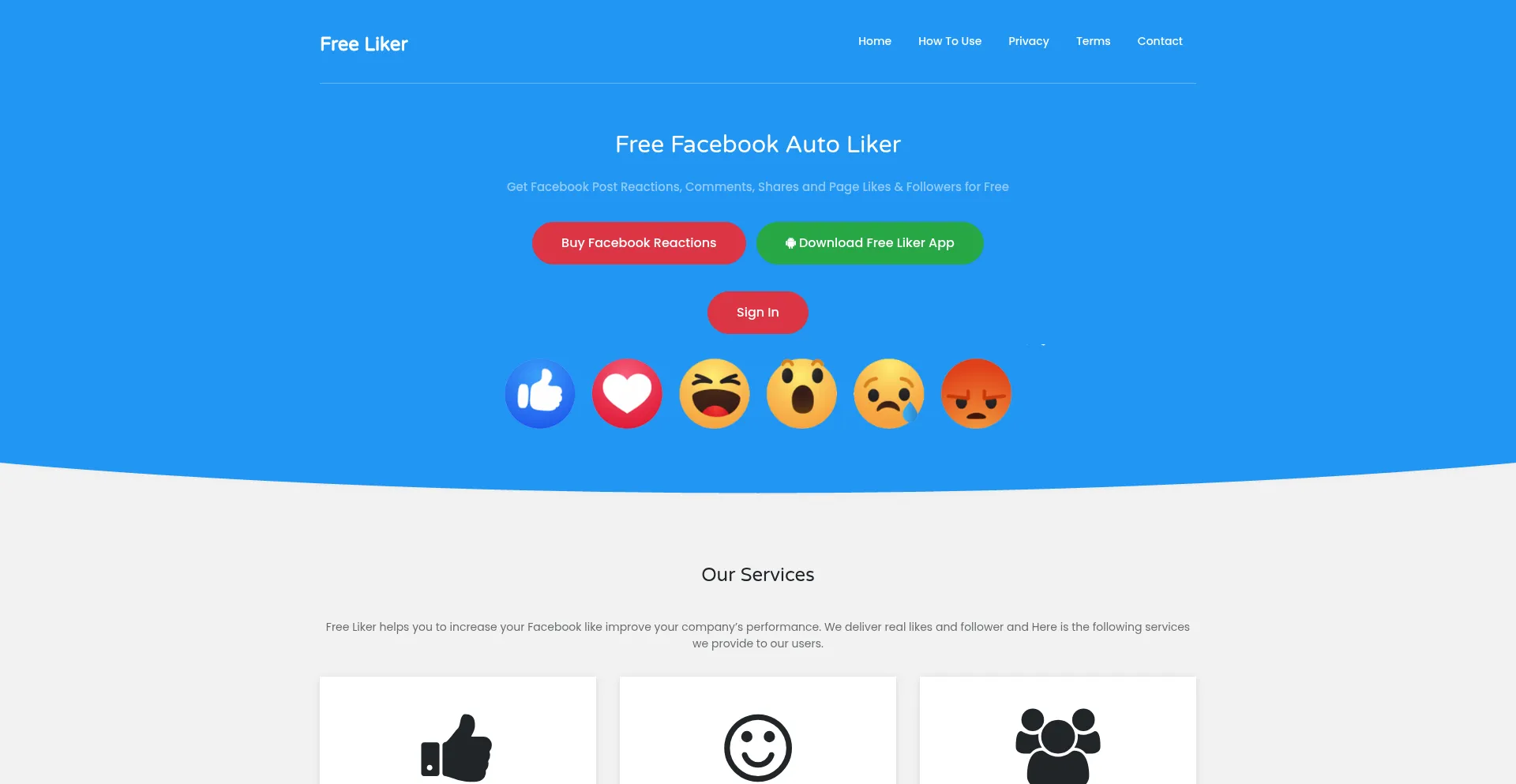 Website screenshot of Freeliker.net