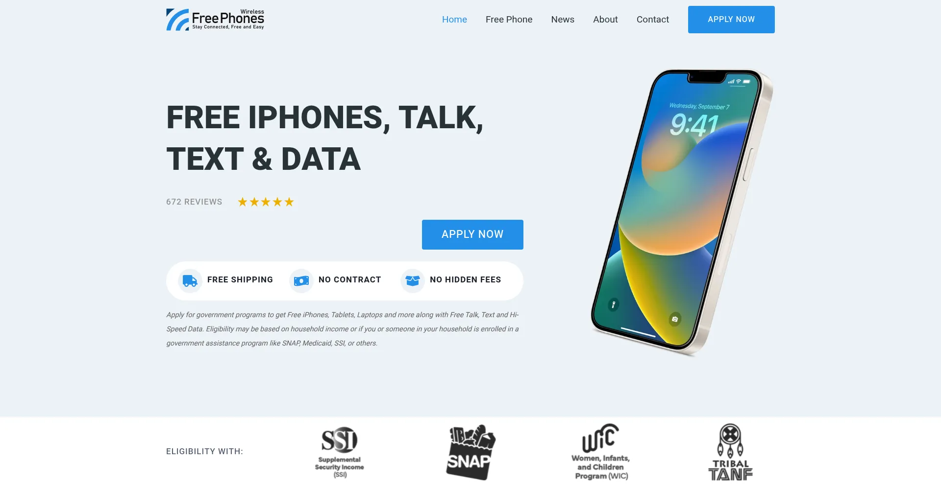 Website screenshot of Freephones.us