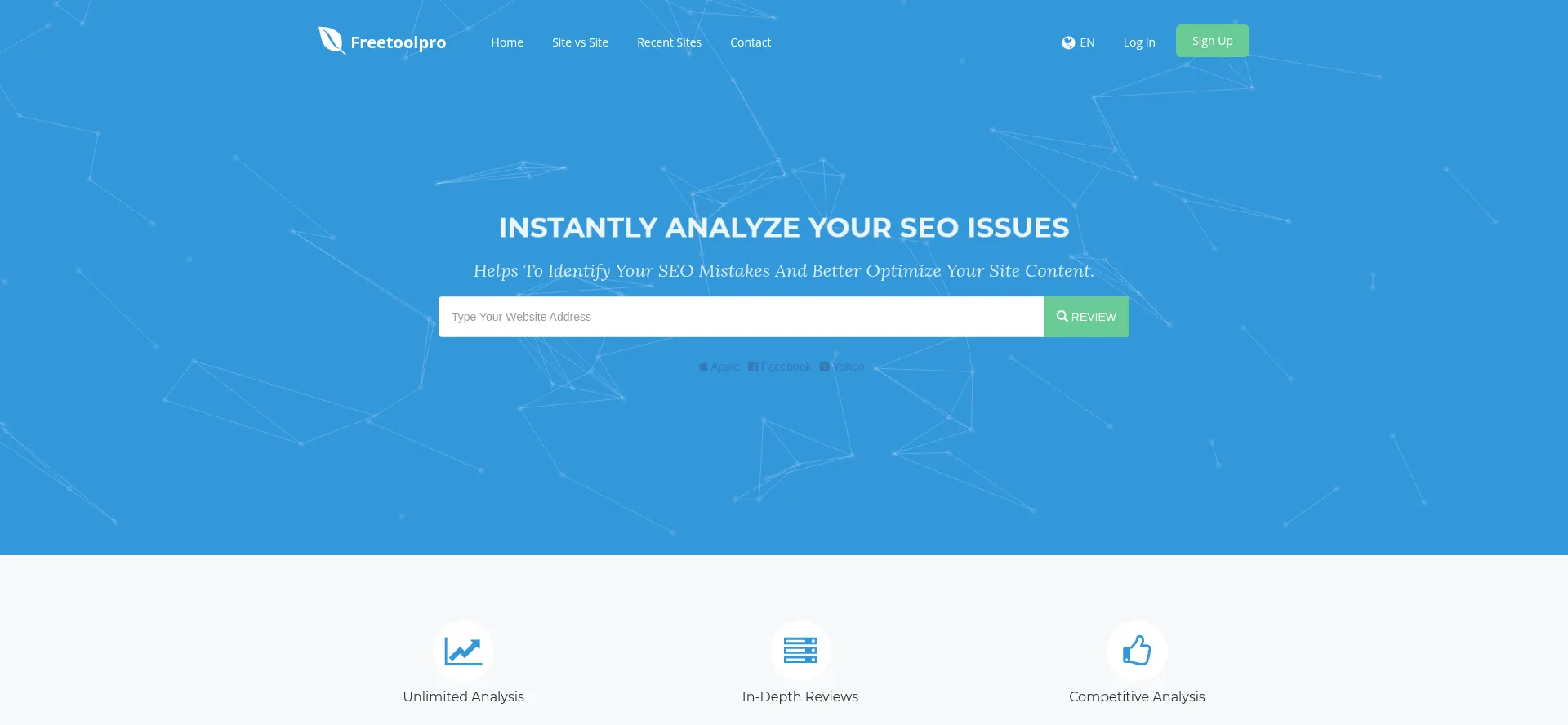 Website screenshot of Freetoolpro.com