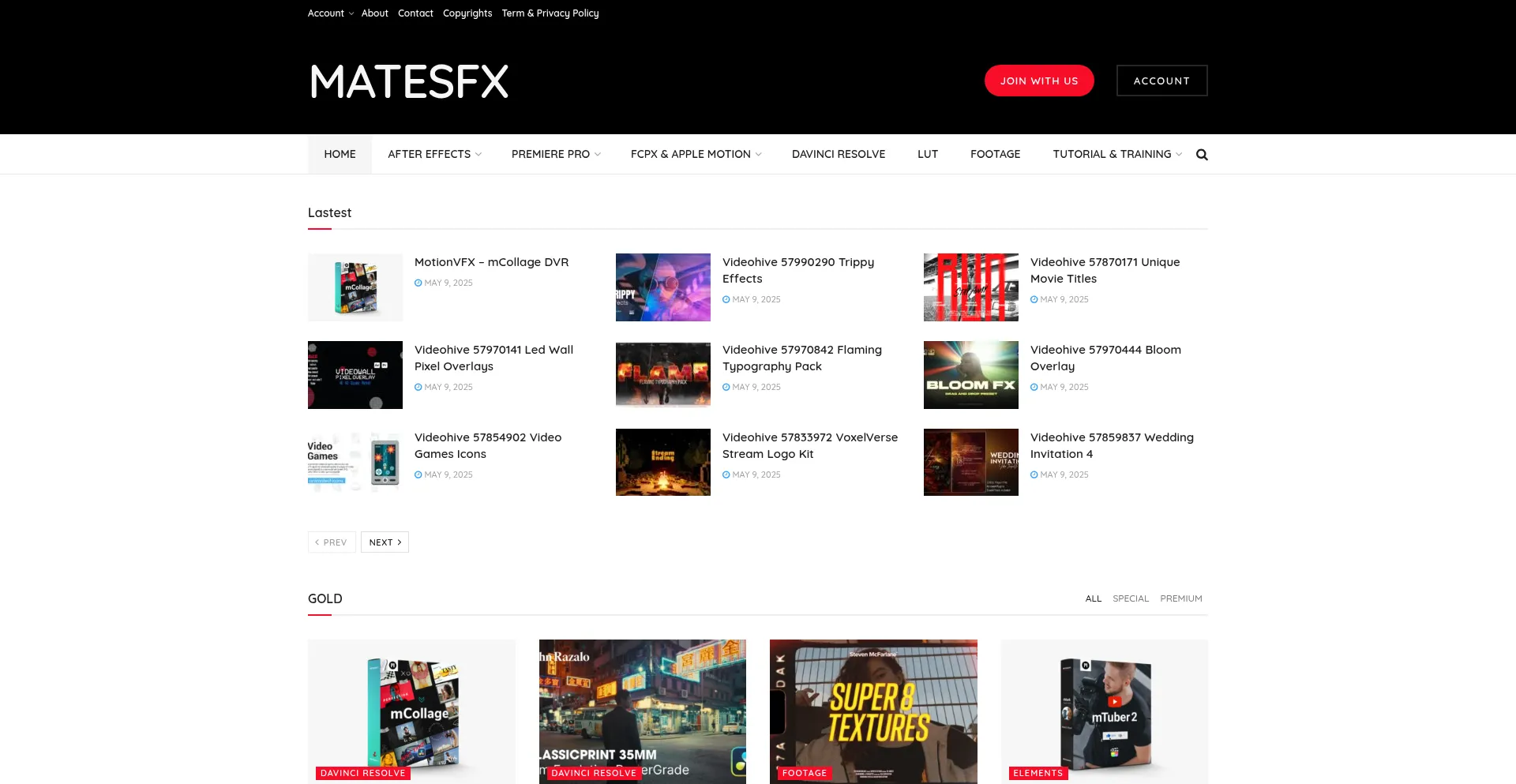 Website screenshot of Freevideoeffect.com