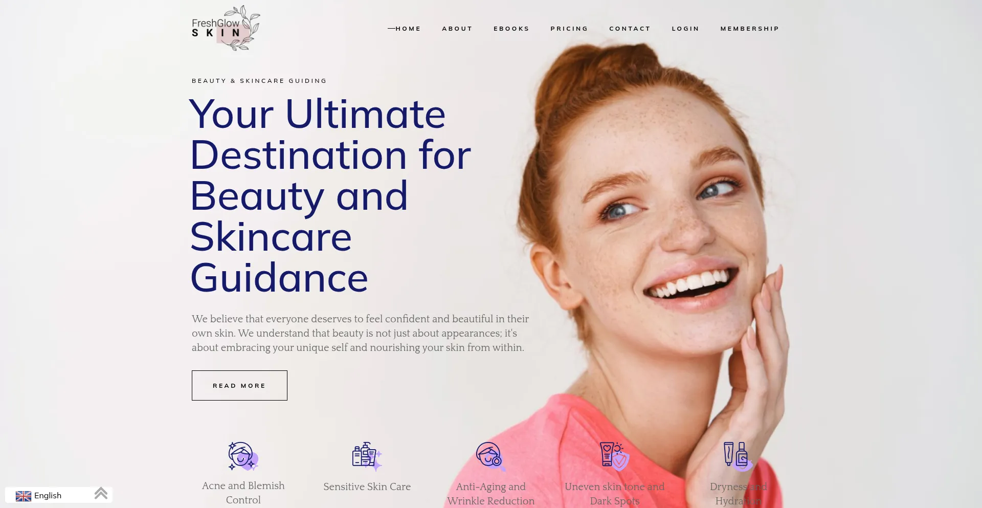 Website screenshot of Freshglowskin.com