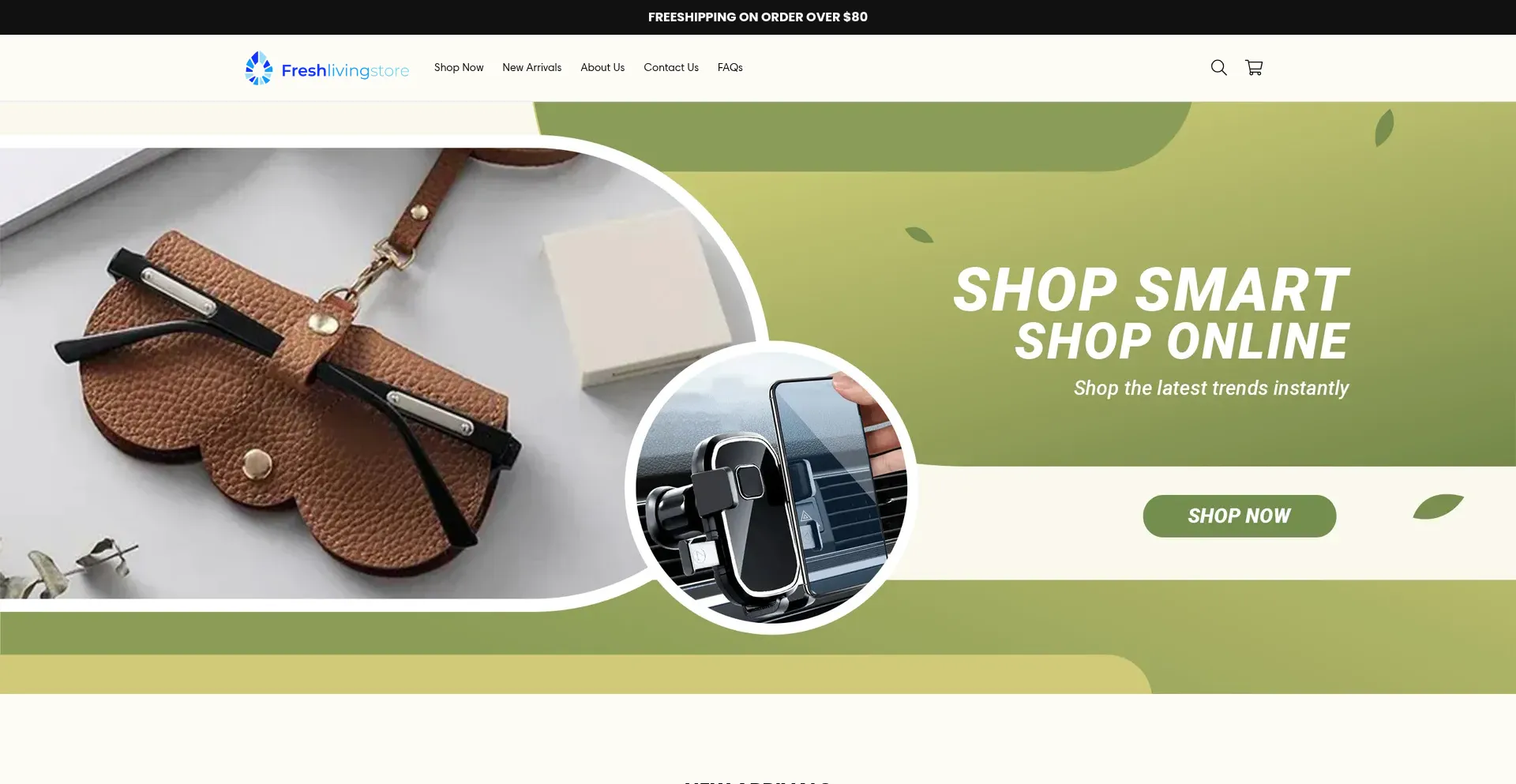 Website screenshot of Freshlivingstore.com