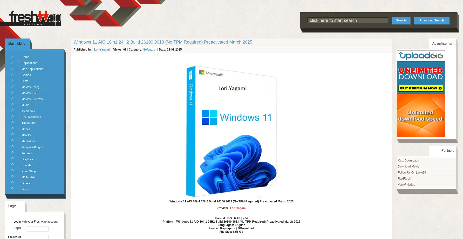 Website screenshot of Freshwap.us
