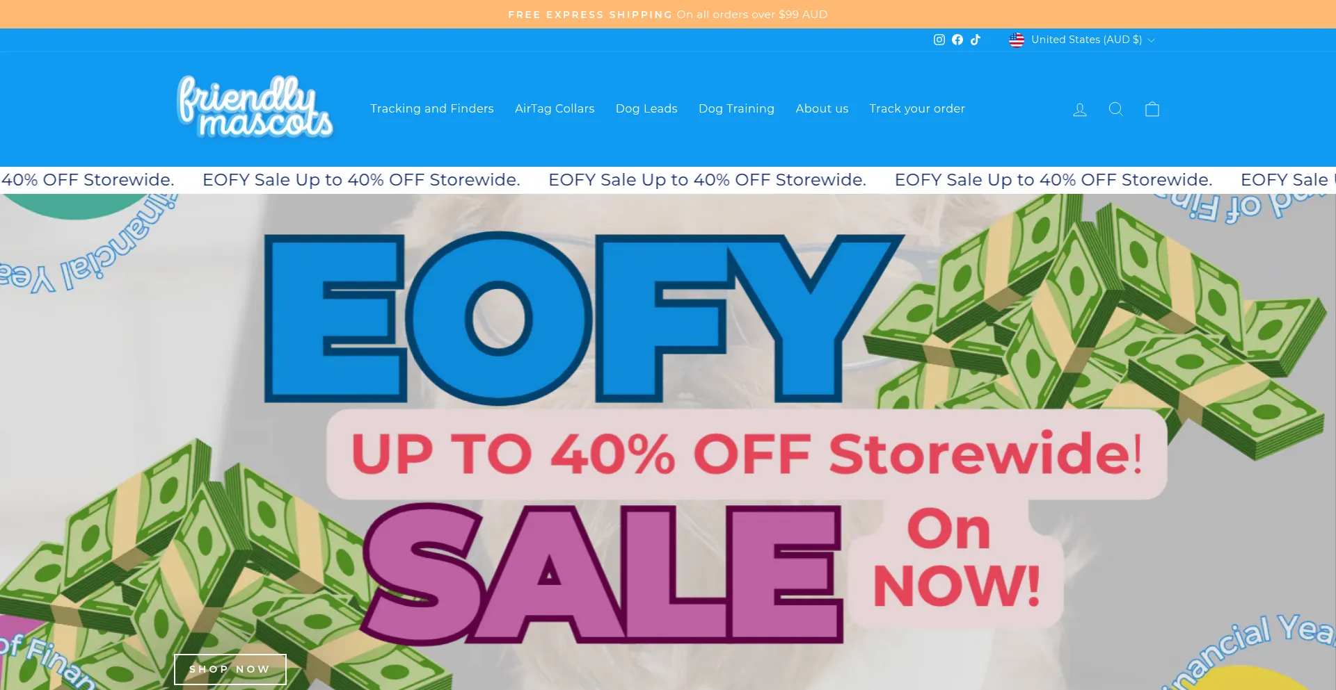 Website screenshot of Friendlymascots.com