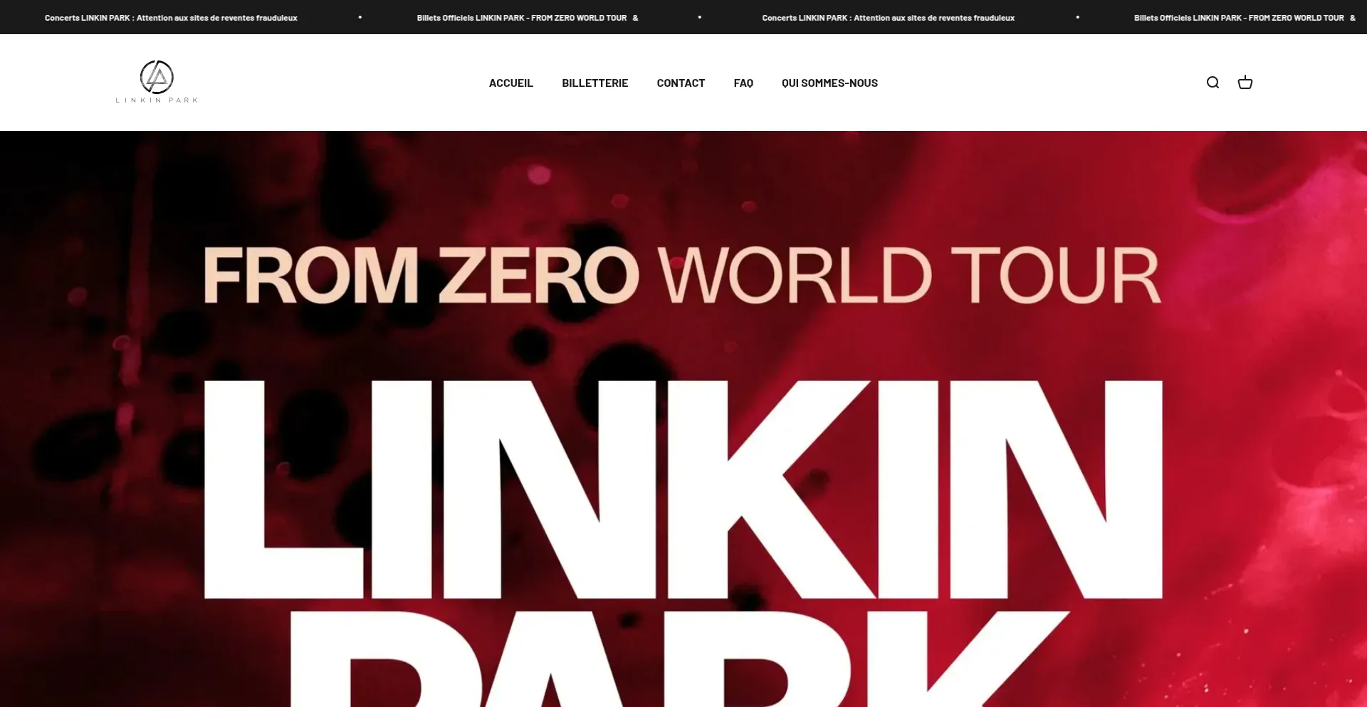 Website screenshot of Fromzeroworldtourtickets.com