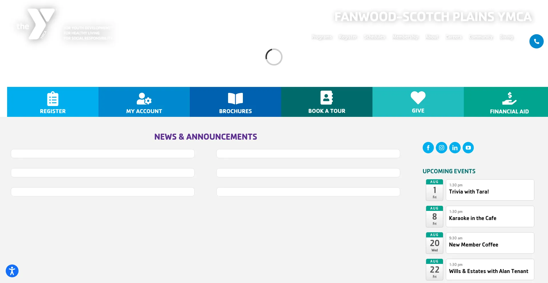 Website screenshot of Fspymca.org
