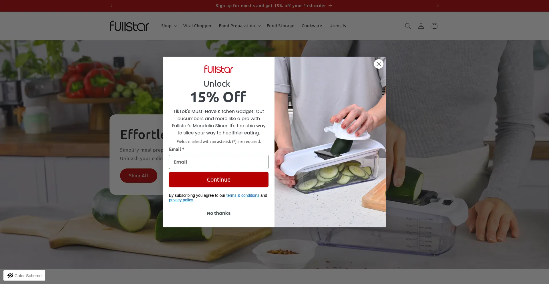 Website screenshot of Fullstarkitchenware.com