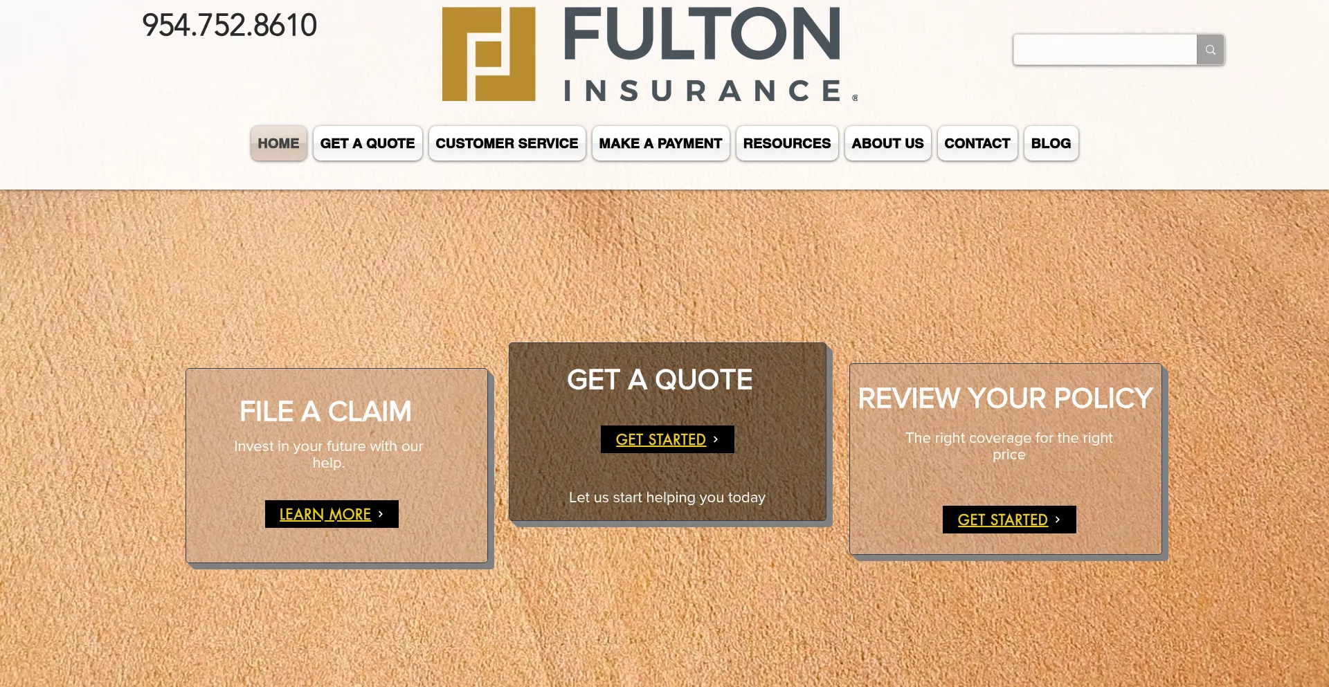 Website screenshot of Fultonagency.com
