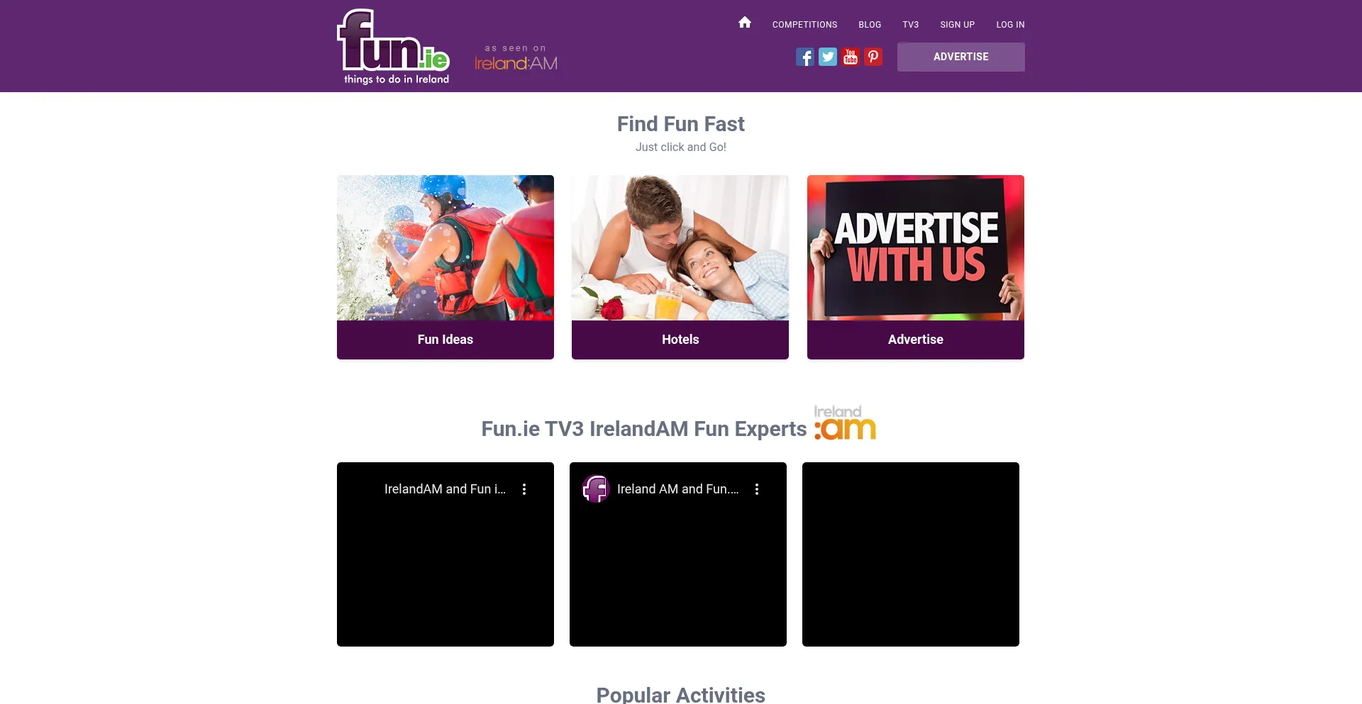 Website screenshot of Fun.ie
