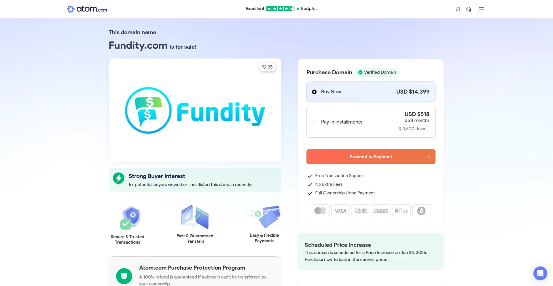 Website screenshot of Fundity.com