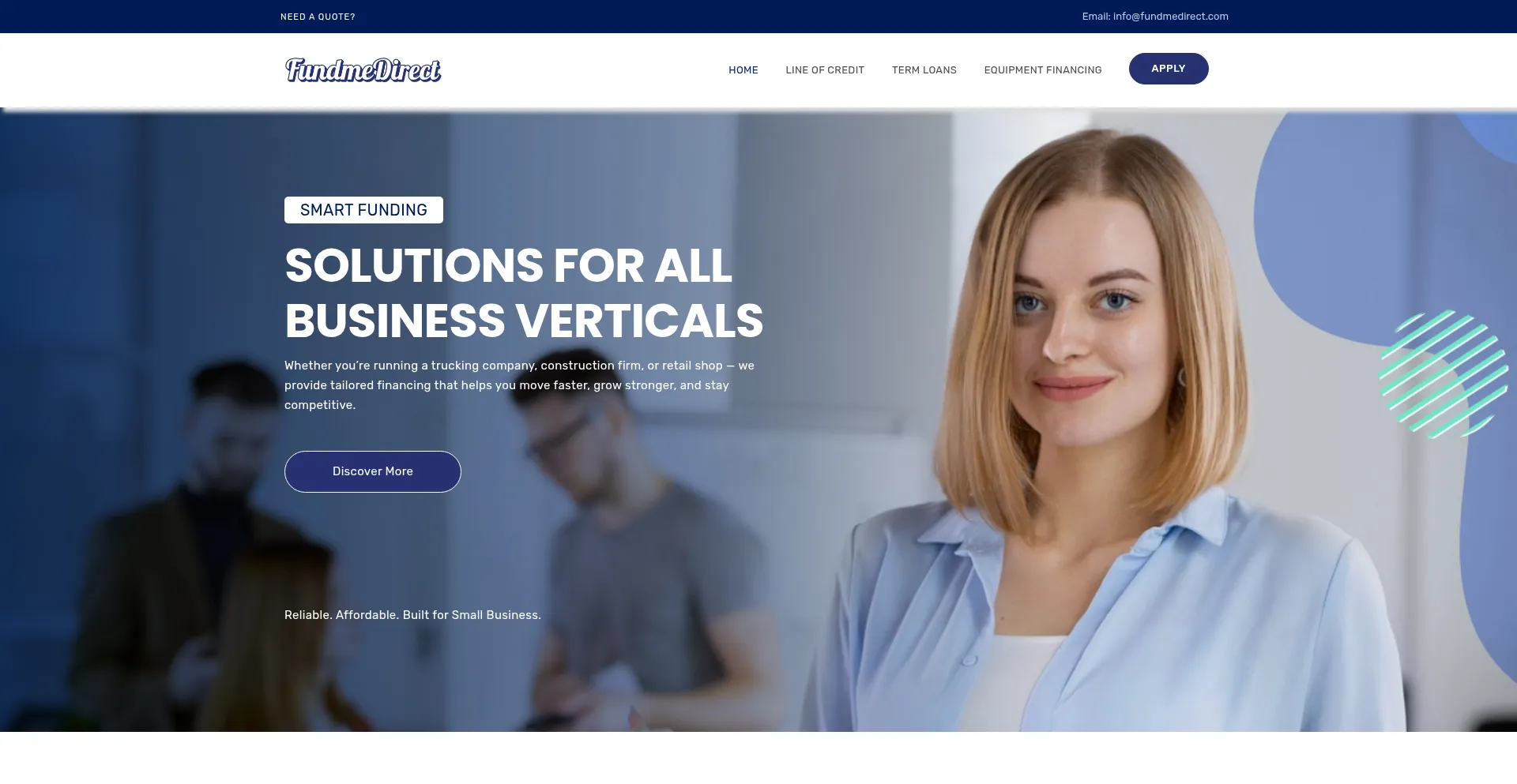 Website screenshot of Fundmedirect.com