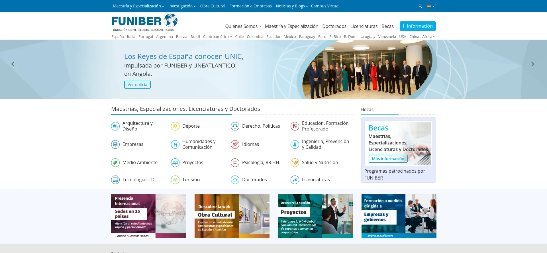 Website screenshot of Funiber.org