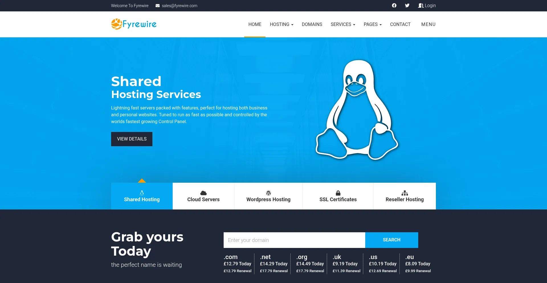 Website screenshot of Fyrewire.com