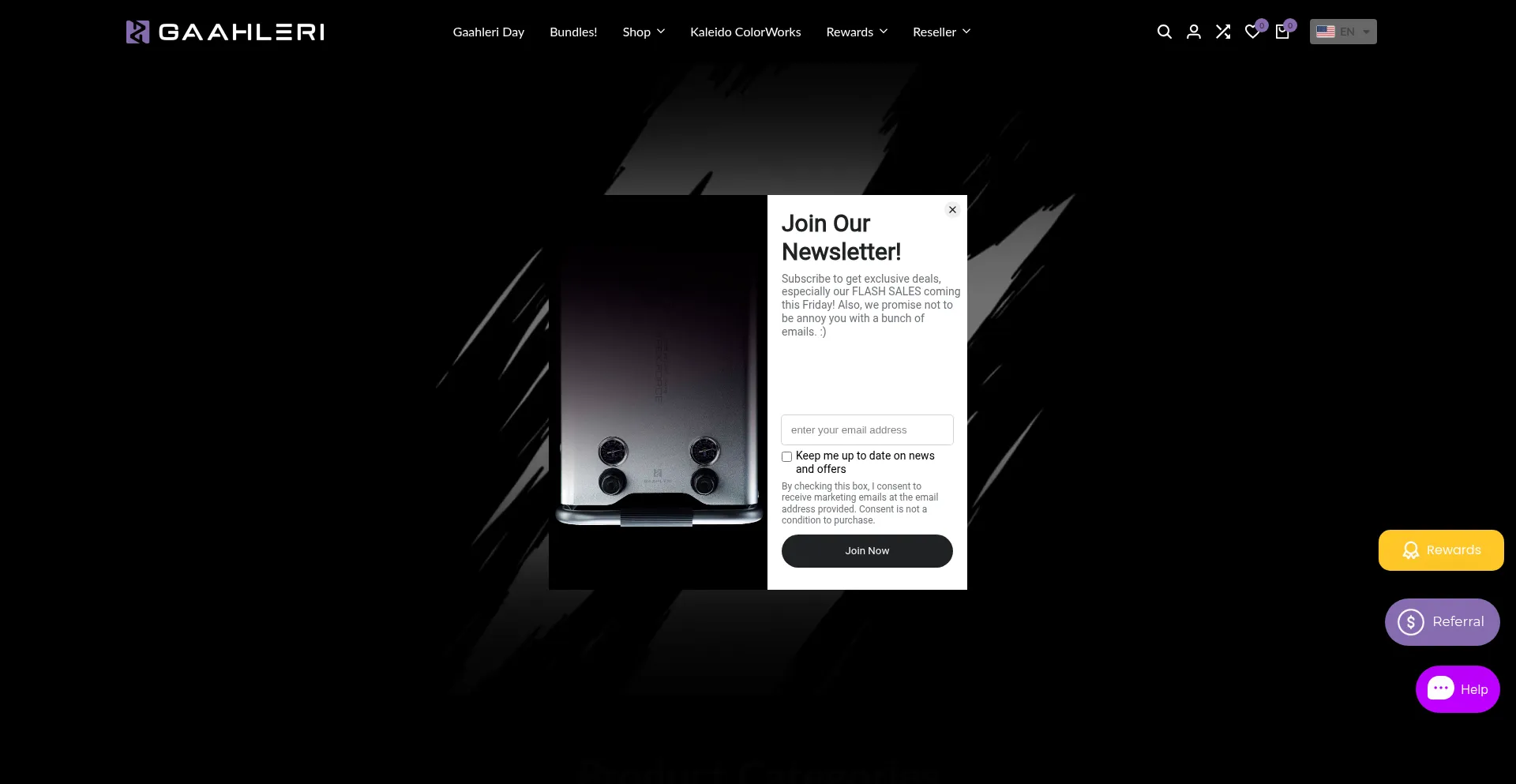 Website screenshot of Gaahleri.com