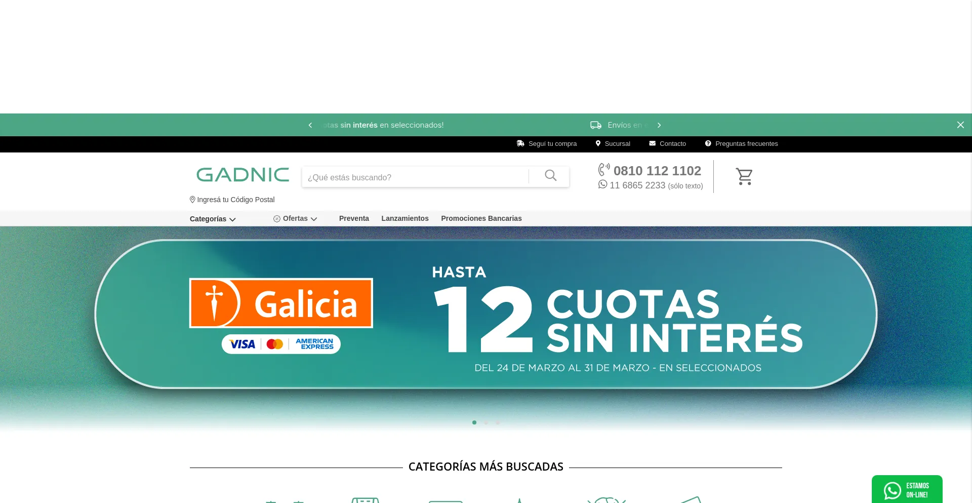 Website screenshot of Gadnic.com.ar