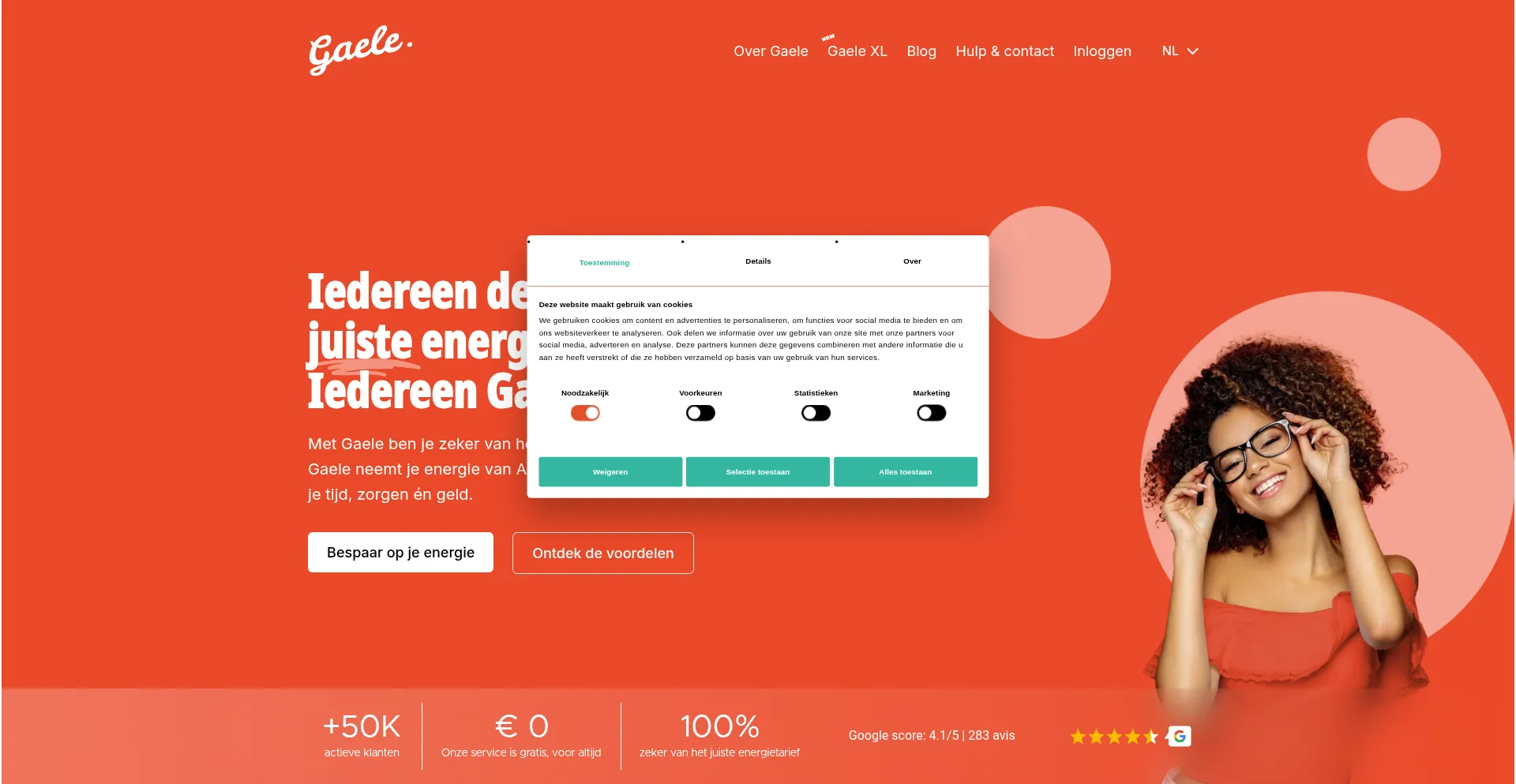 Website screenshot of Gaele.be