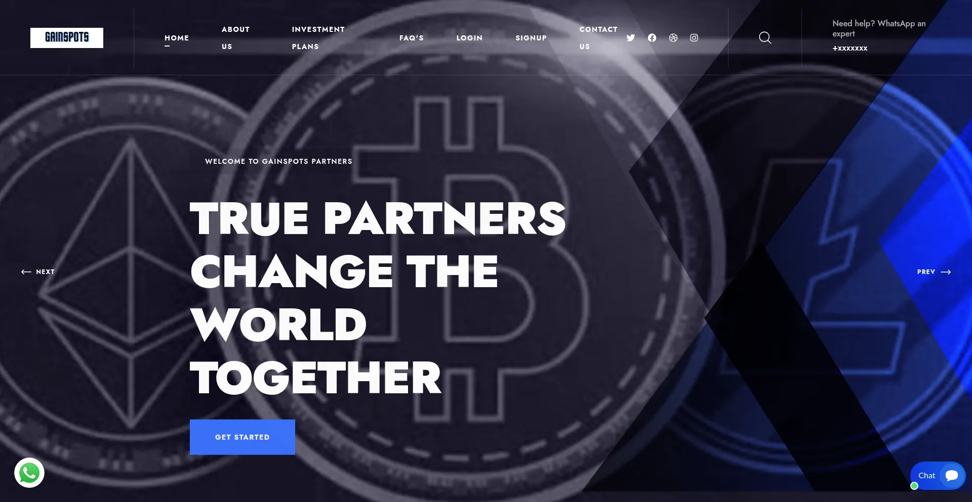 Website screenshot of Gainspots.com