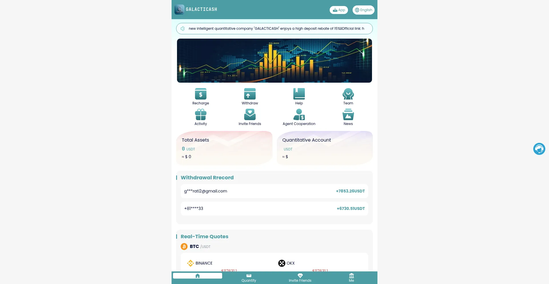Website screenshot of Galacticash-fafaloiksu.cyou