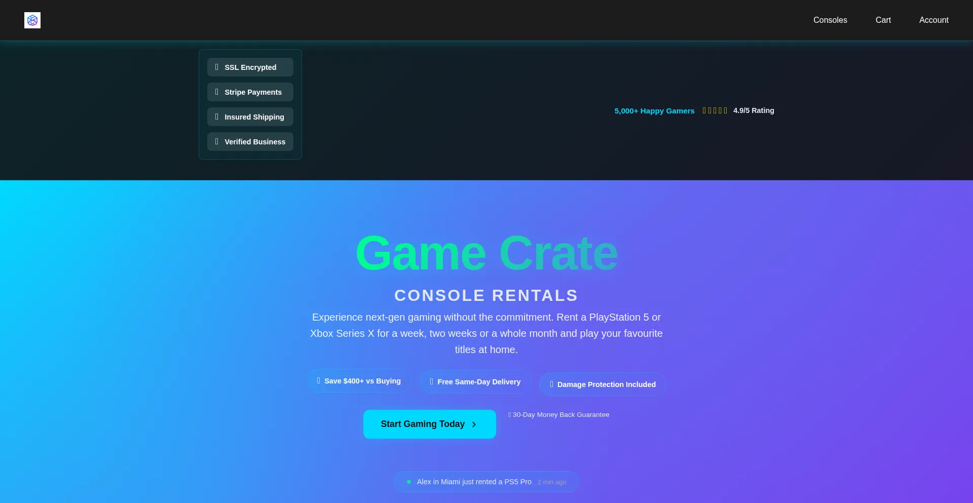 Gamecraterentals.com