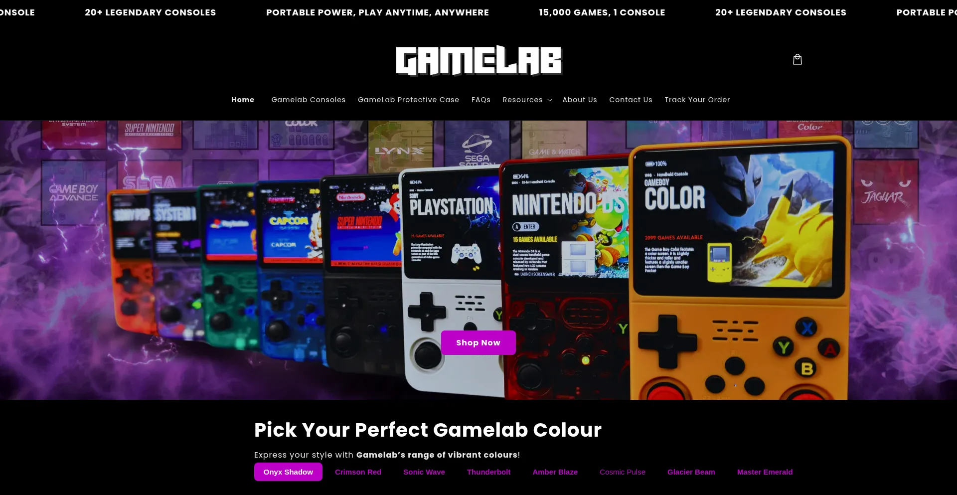 Website screenshot of Gamelabstore.com