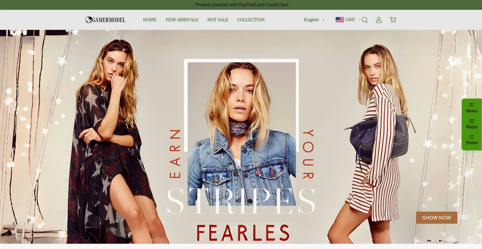Website screenshot of Gamermodel.com