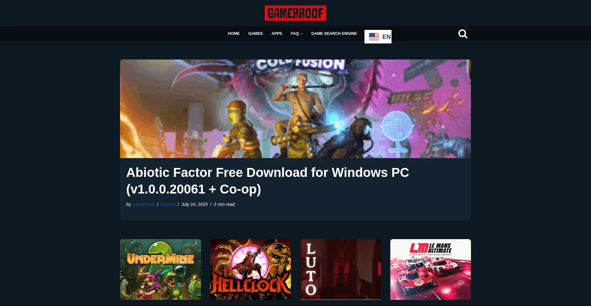 Website screenshot of Gamerroof.com