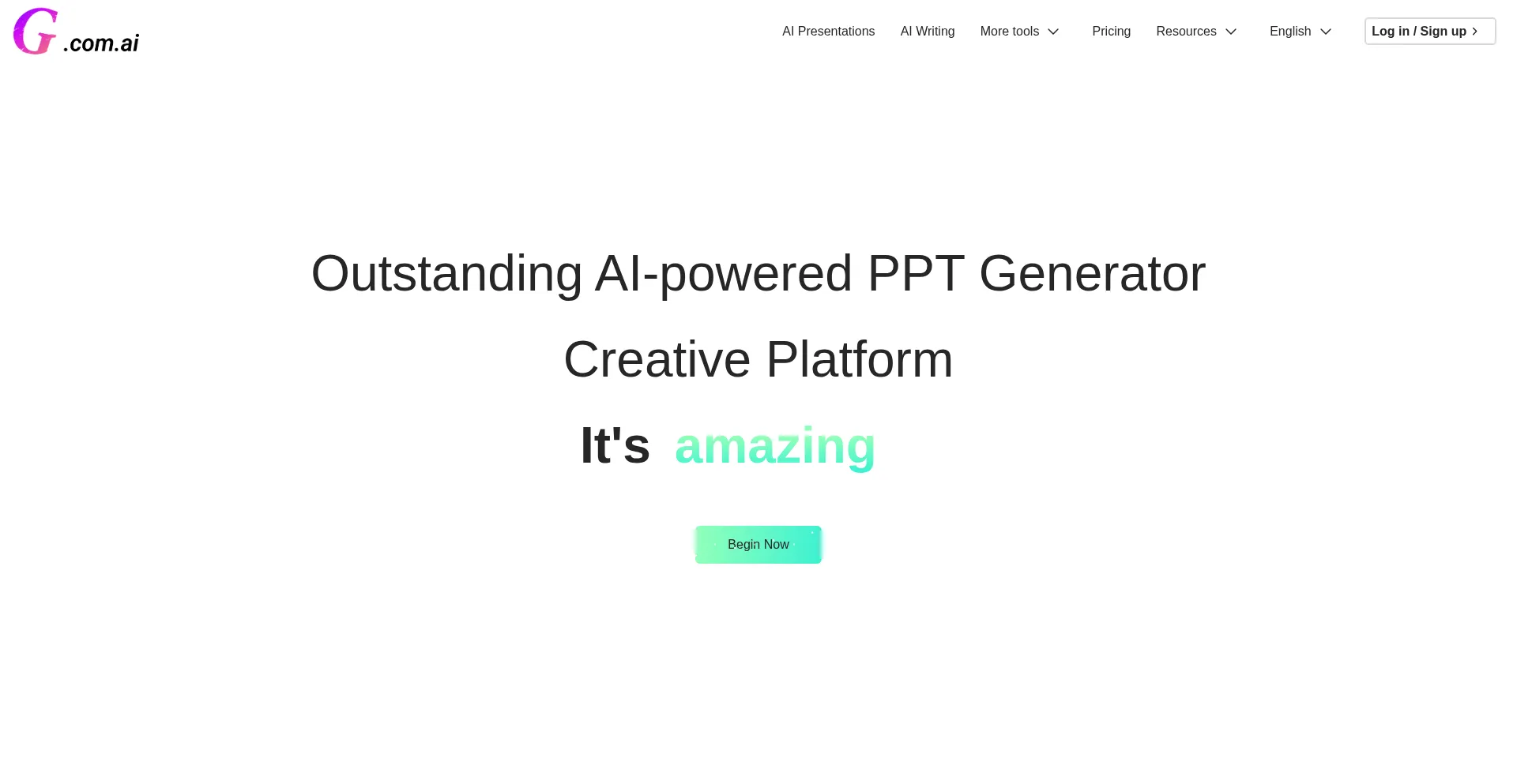 Website screenshot of Gamma.com.ai