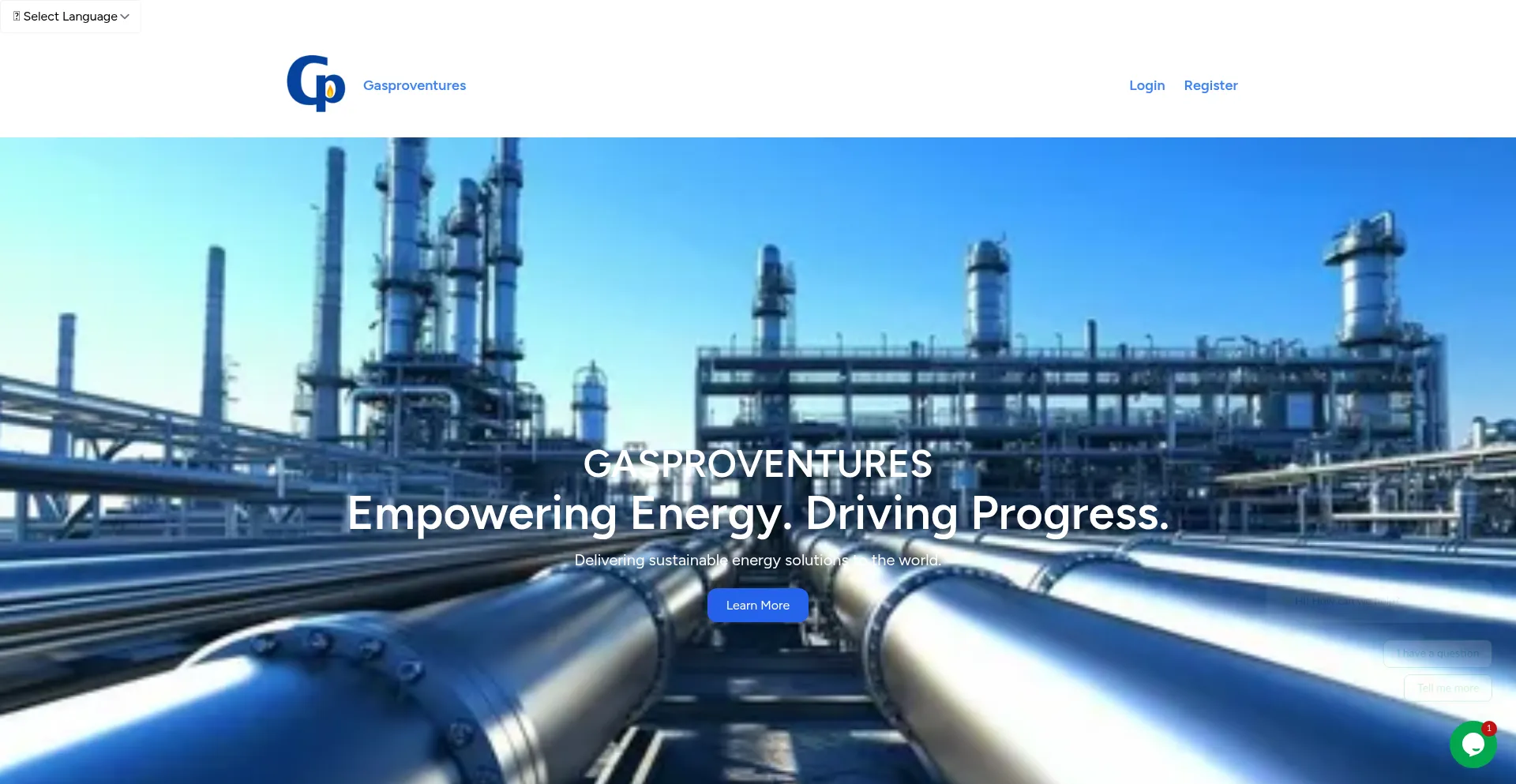 Website screenshot of Gasproventures.com