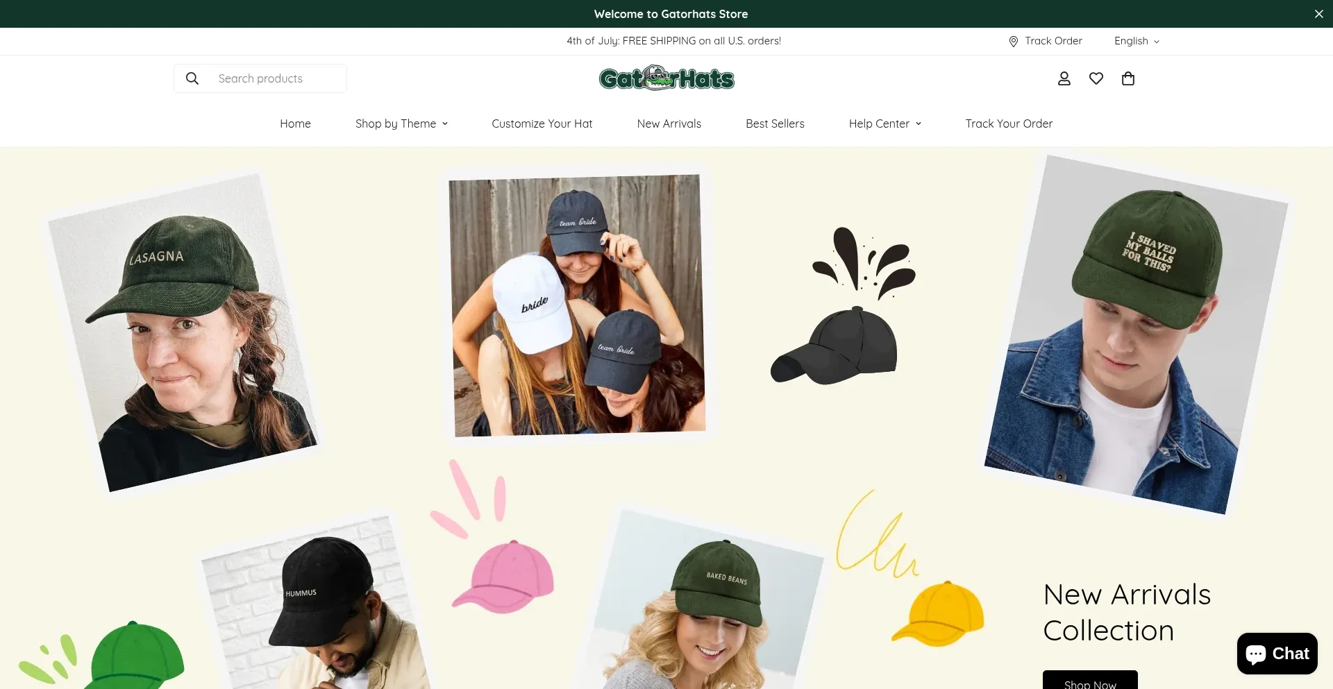 Website screenshot of Gatorhats.com