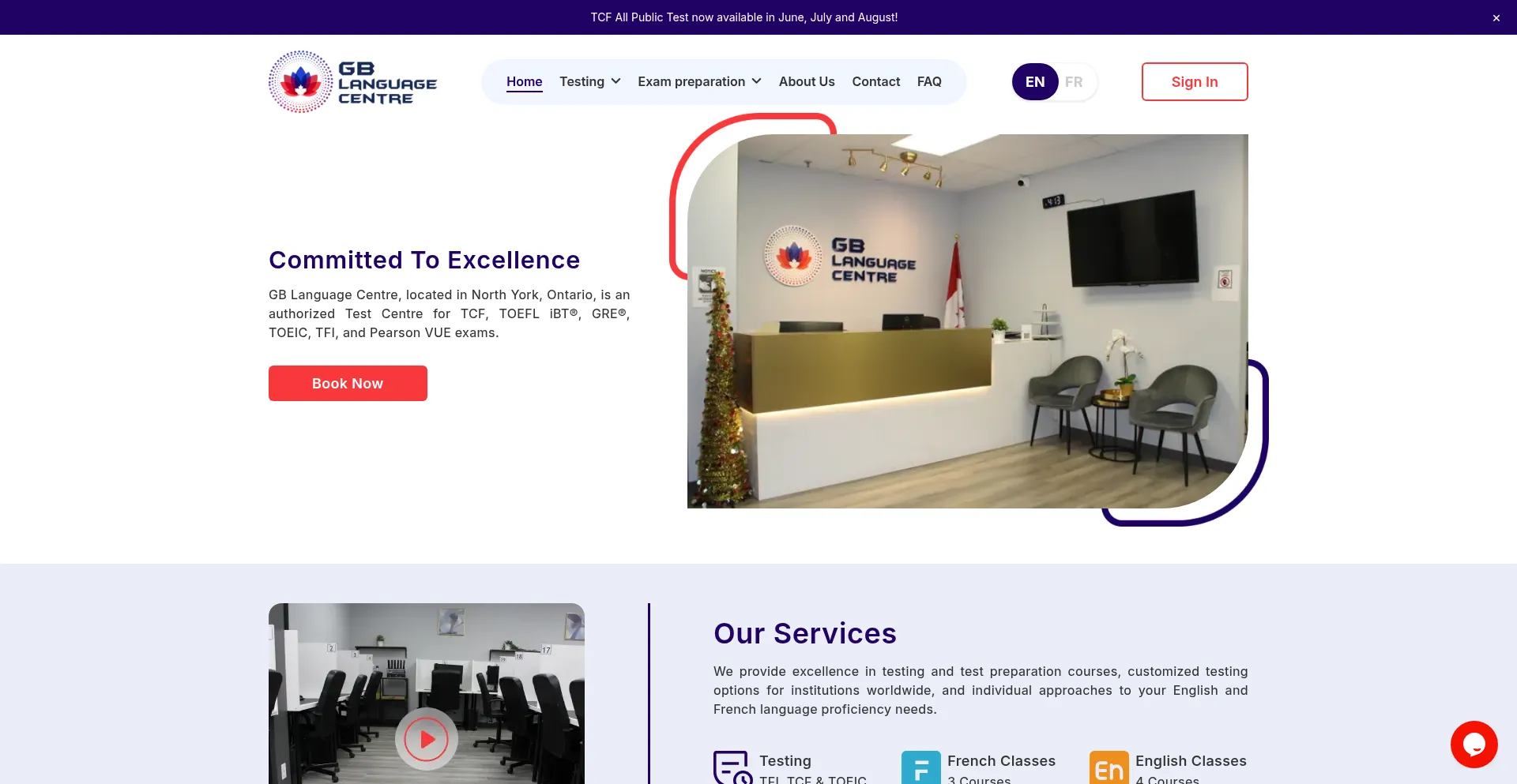 Website screenshot of Gblc.ca