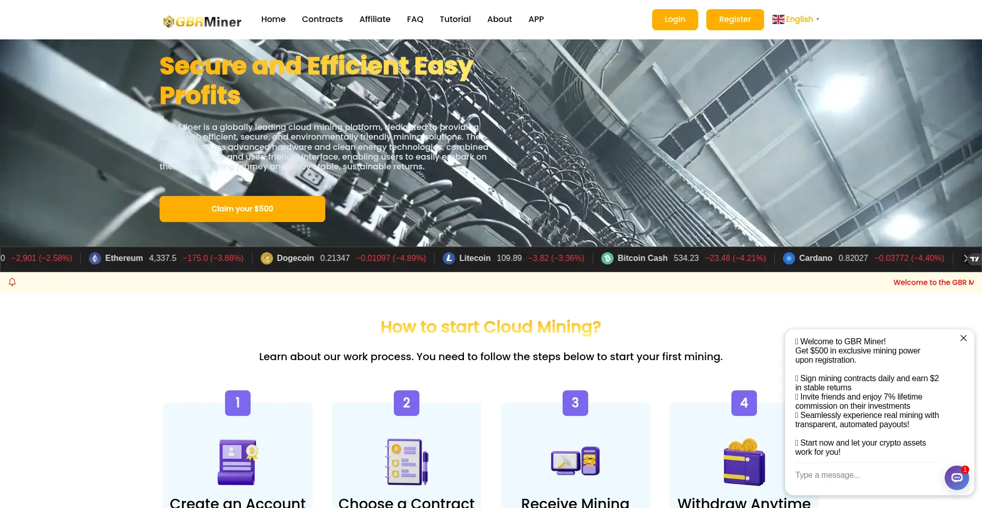 Website screenshot of Gbrminer.net