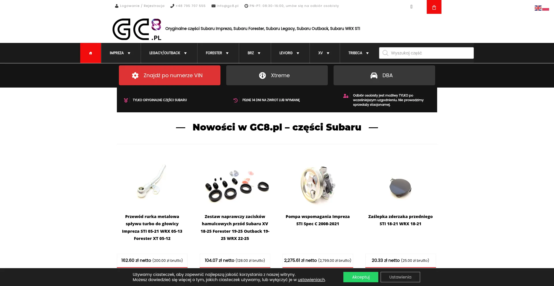 Website screenshot of Gc8.pl