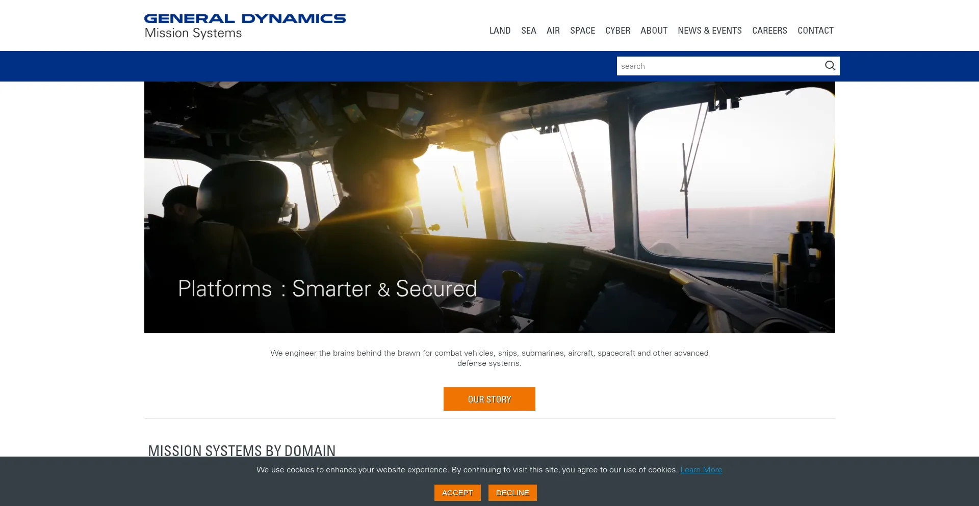 Website screenshot of Gdmissionsystems.com
