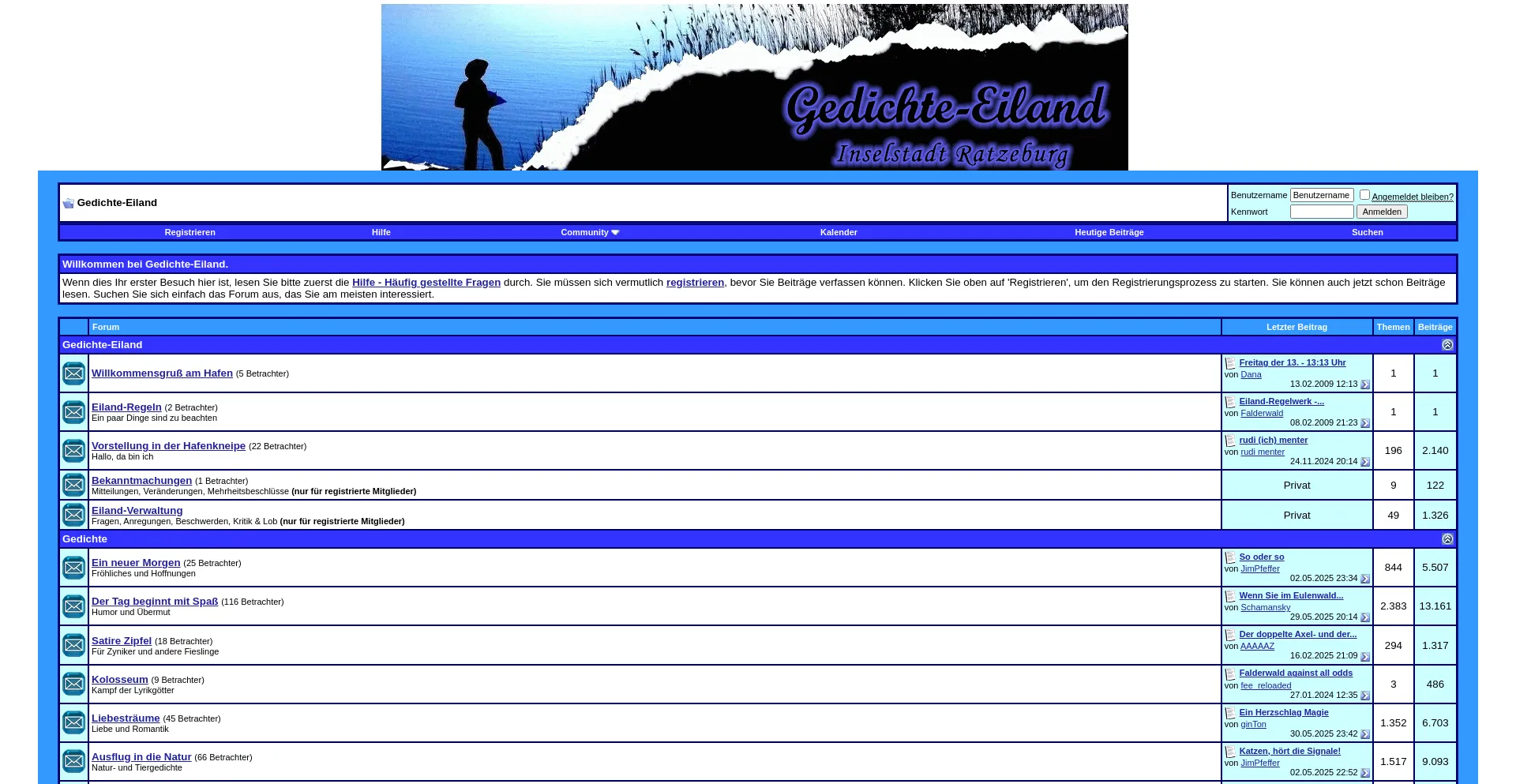 Website screenshot of Gedichte-eiland.de