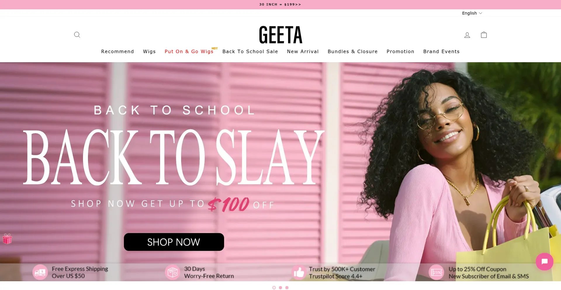 Website screenshot of Geetahair.com