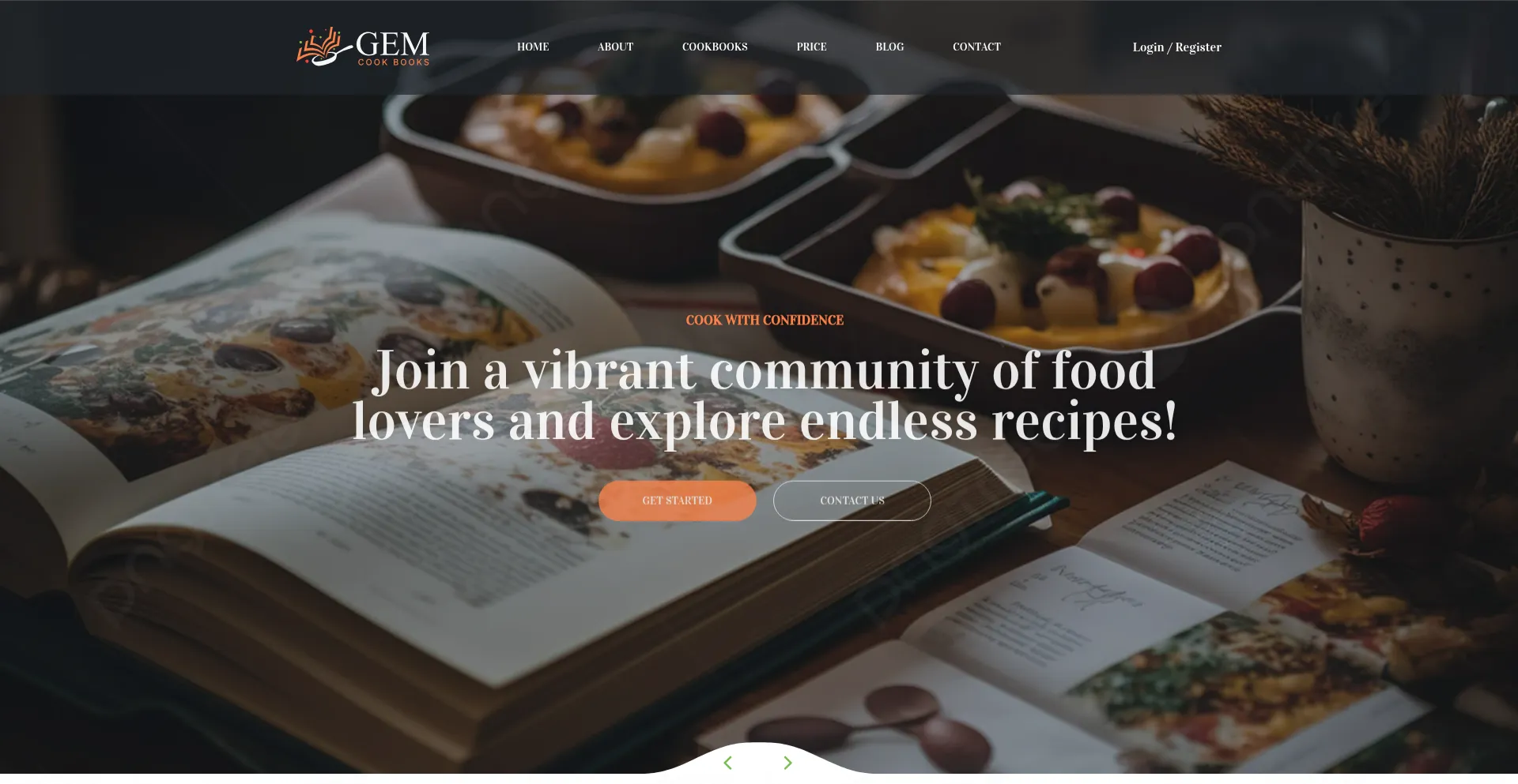 Website screenshot of Gemcookbooks.com
