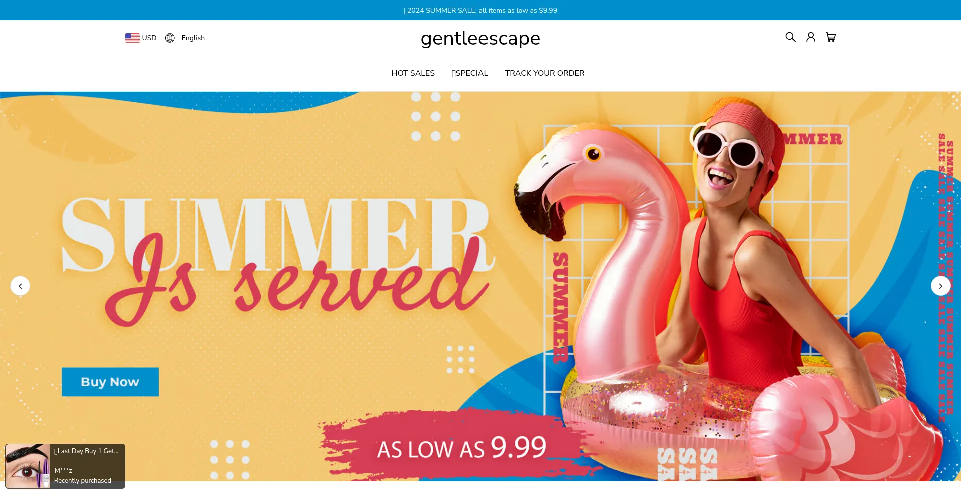 Website screenshot of Gentleescape.com