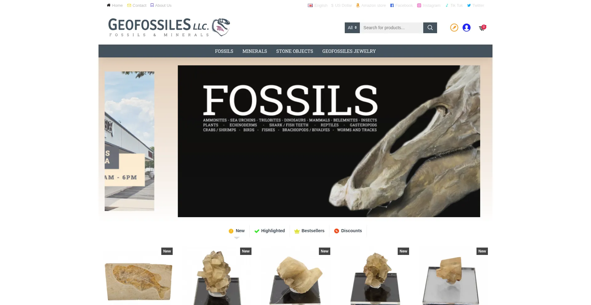 Website screenshot of Geofossiles.com