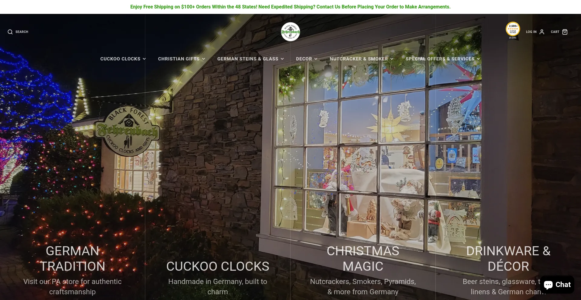 Website screenshot of Germanclocksandgifts.com