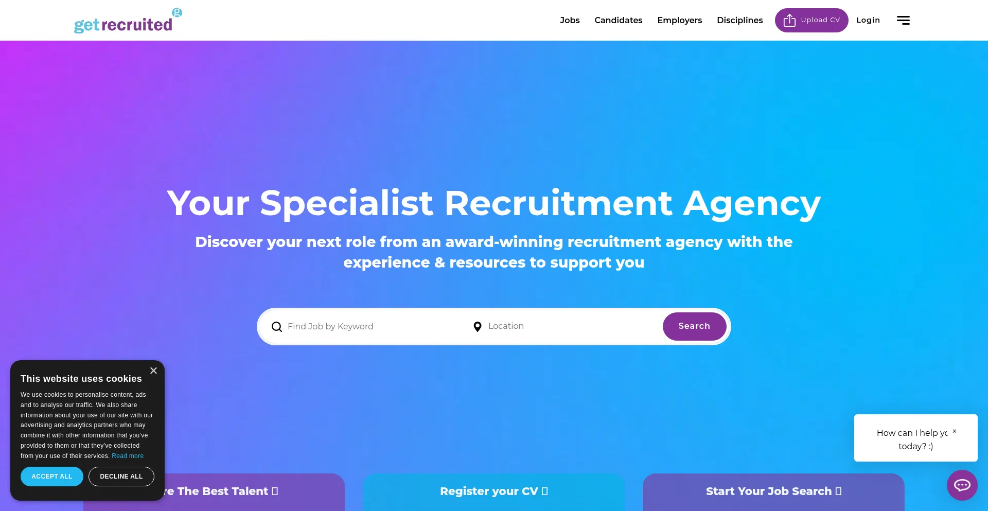 Website screenshot of Get-recruited.co.uk