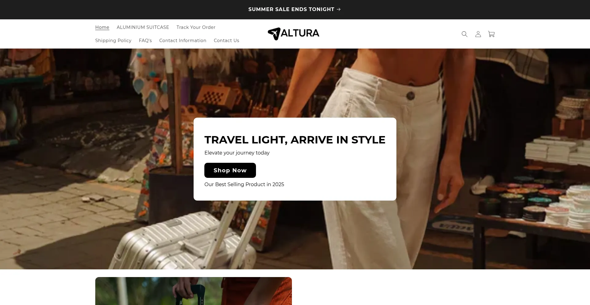 Website screenshot of Getaltura.store
