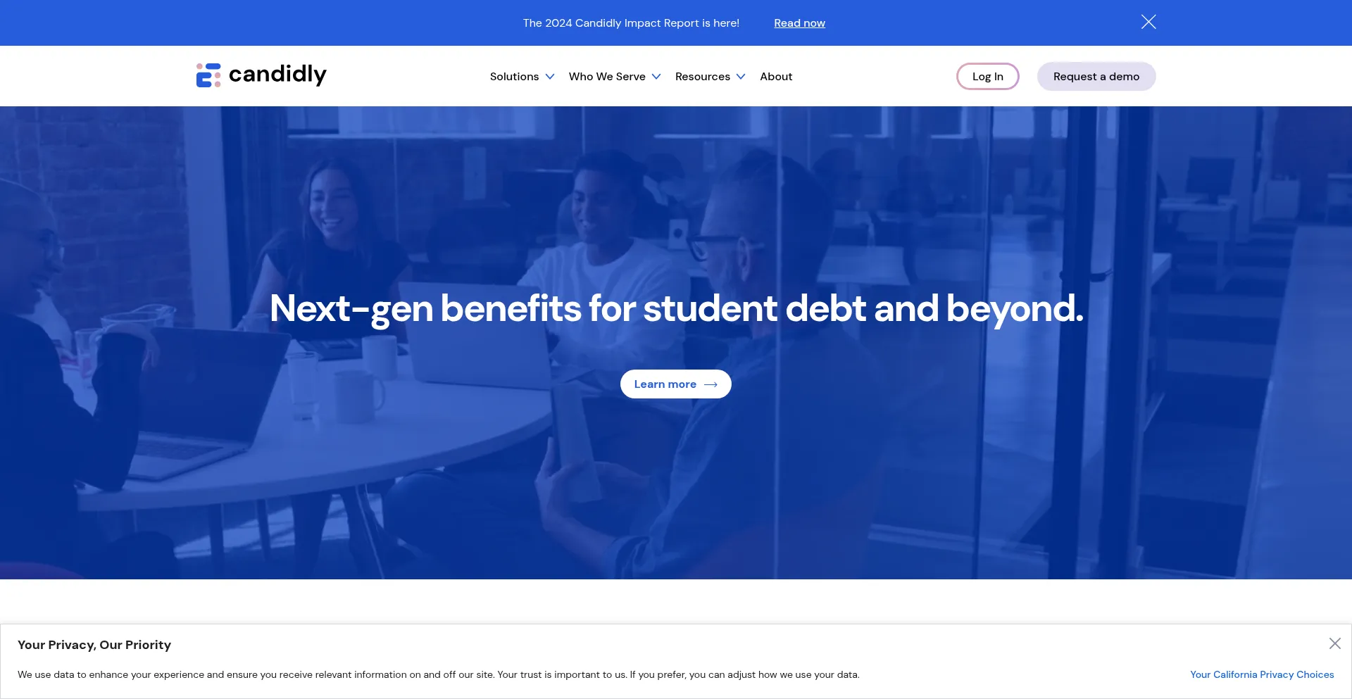 Website screenshot of Getcandidly.com