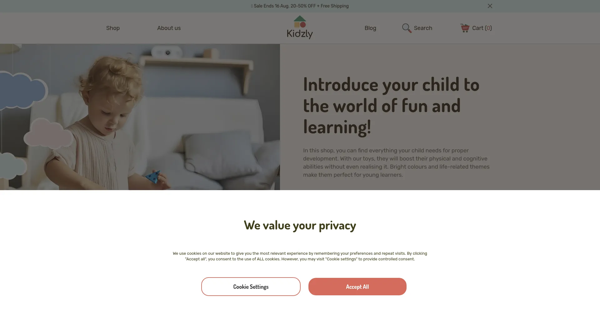 Website screenshot of Getkidzly.com