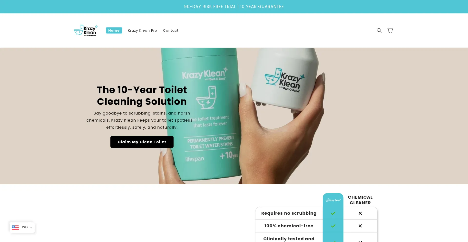 Website screenshot of Getkrazyklean.com