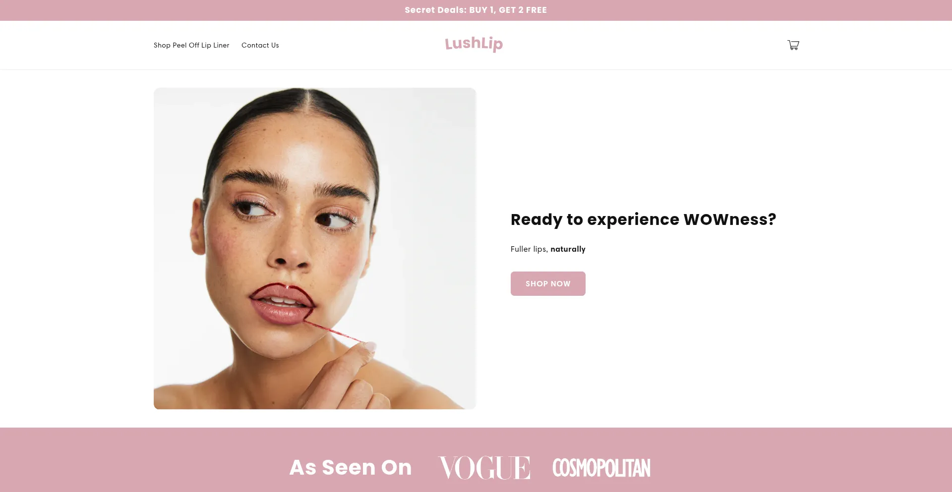 Website screenshot of Getlushlip.com