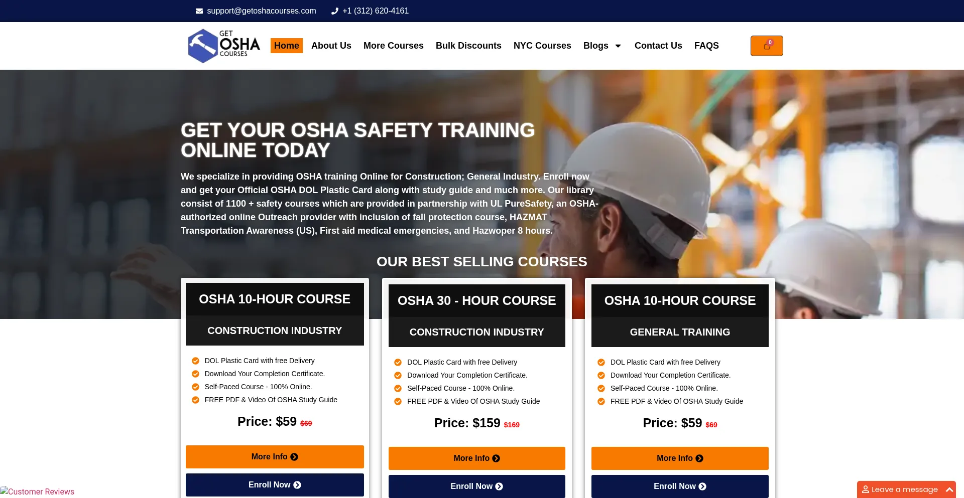 Website screenshot of Getoshacourses.com