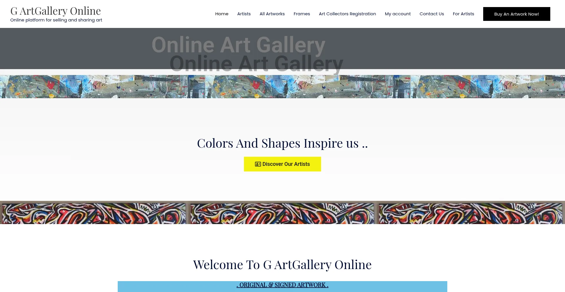 Website screenshot of Ggalleryartonline.com